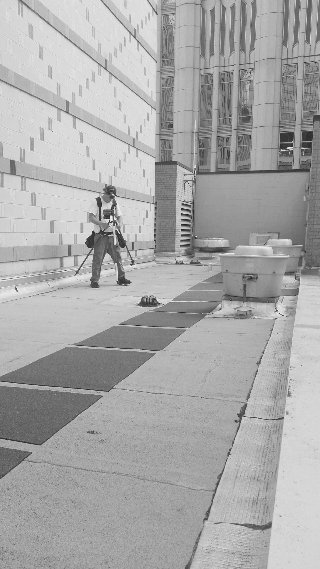 Surveyor worker with equipment
